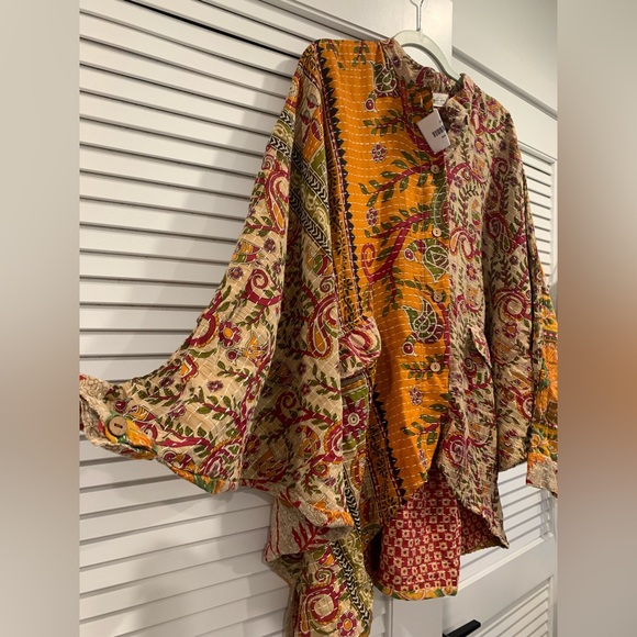 NWT Kantha Bae oversized cotton top boho hippie oversized floral maximalist - Picture 2 of 6